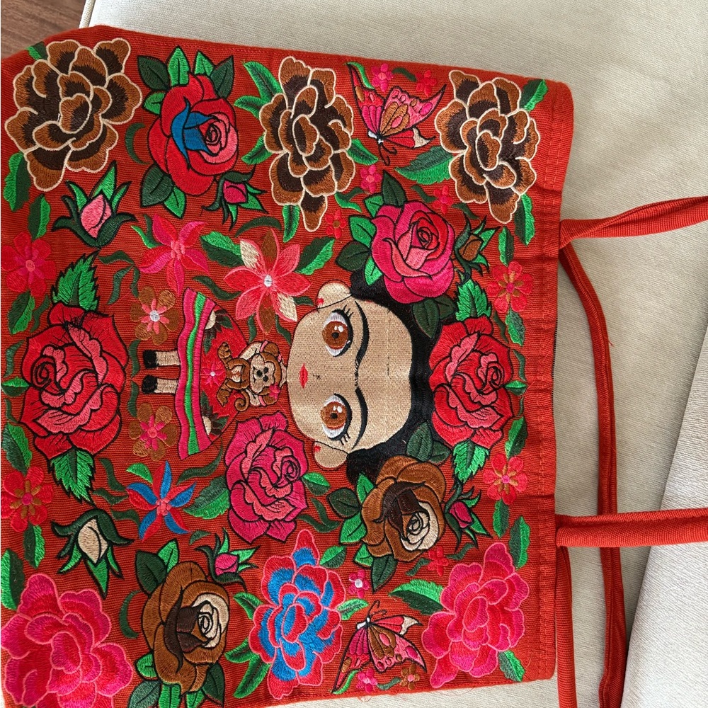 Colorful Embroidered Tote Bag
